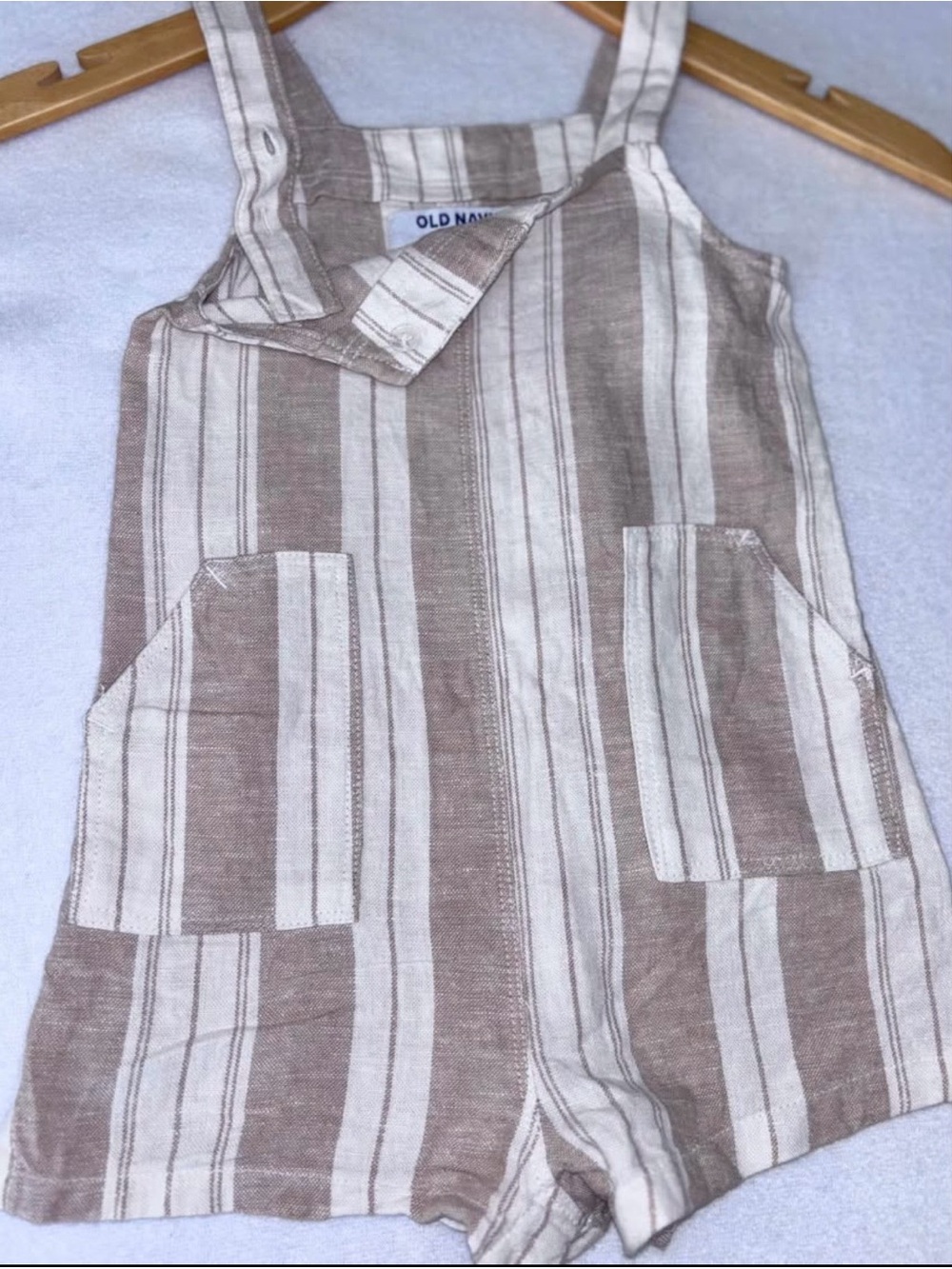 Old Navy Neutral Striped Romper in Beige and Cream